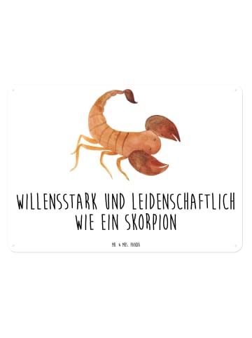 Mr. & Mrs. Panda Blechschild Sternzeichen Skorpion mit Spruch in Weiß