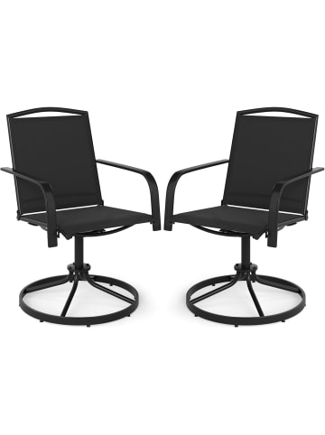 COSTWAY Gartenstühle drehbar 2er Set in Schwarz