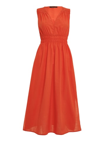 Threadbare Sommerkleid THB Peppercorn Linen Waisted Midi Dress in Orange