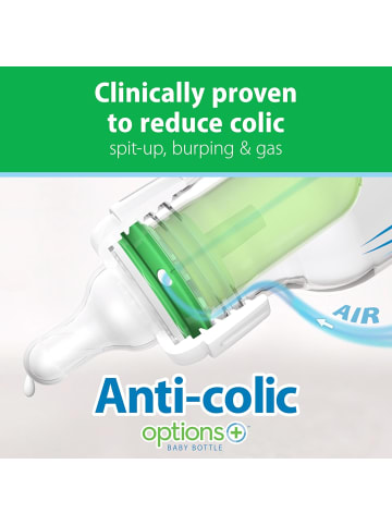 Dr Brown's Anti-Colic Glas Babyflasche schmal 120 ml Trinksauger Stufe 1