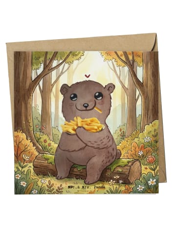 Mr. & Mrs. Panda Grußkarte Bär Pommes verliebt Design ohne Spruch in Weiß