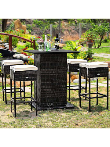 COSTWAY Polyrattan Gartenbar 5 tlg. Set in Braun