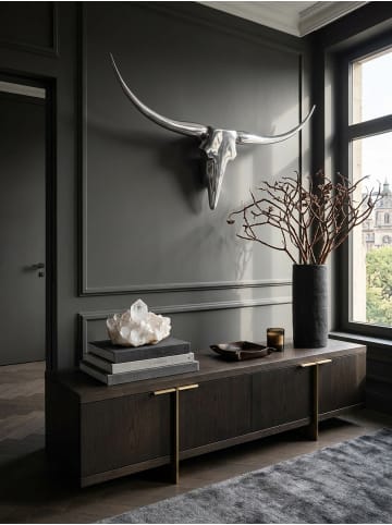 KADIMA DESIGN Bull Geweih S Wanddekoration 74cm breit Alu Aluminium silber in Silbern