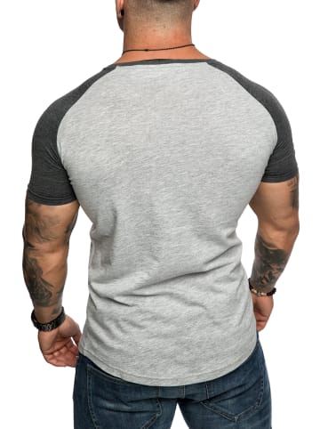 Amaci&Sons Basic Oversize Raglan T-Shirt mit Rundhalsausschnitt OMAHA in Grau/Anthrazit