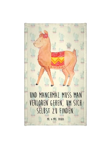Mr. & Mrs. Panda Gästehandtuch Alpaka Stolz mit Spruch in Kaktus Grün
