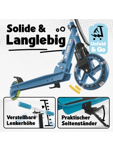 Apollo LED City Roller mit Federung " Scooter Skyracer " in blau