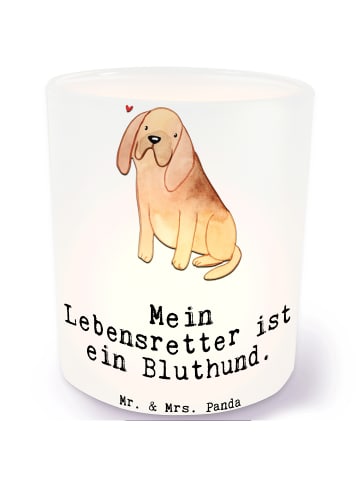 Mr. & Mrs. Panda Glas Windlicht Bloodhound Lebensretter mit Spruch in Transparent