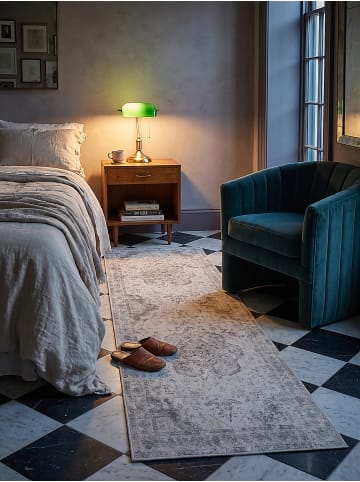 KADIMA DESIGN Kurzflor-Teppich waschbar VERNANTE Medaillon Wohnzimmer Flur in Beige-Grau