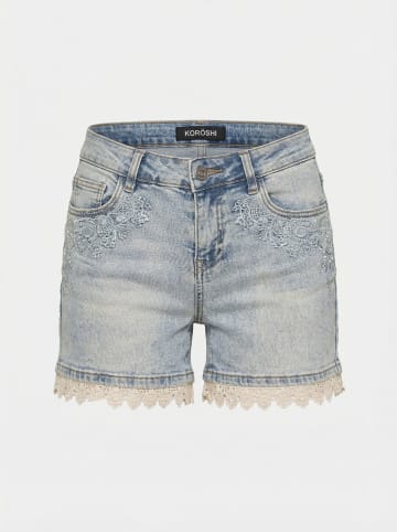 KOROSHI Spitzenstickshorts in blau