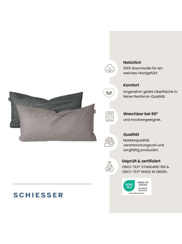 Schiesser Renforcé-Kissenhüllen Doubleface in Grau-Schwarz