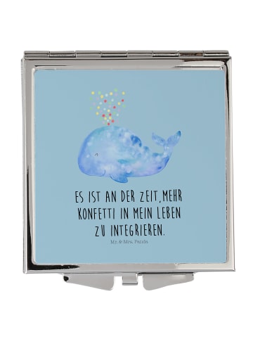 Mr. & Mrs. Panda Klappspiegel Wal Konfetti mit Spruch in Blau Pastell