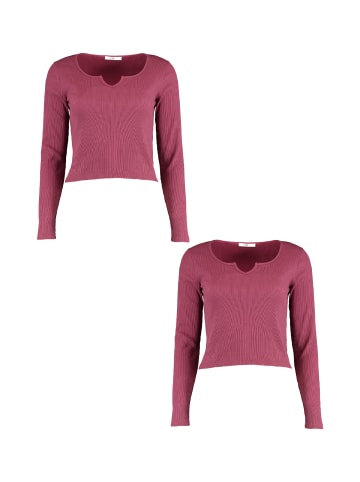 Hailys Shirt 2er-Set Figurbetont Rippoptik Langarm in Rosa-2
