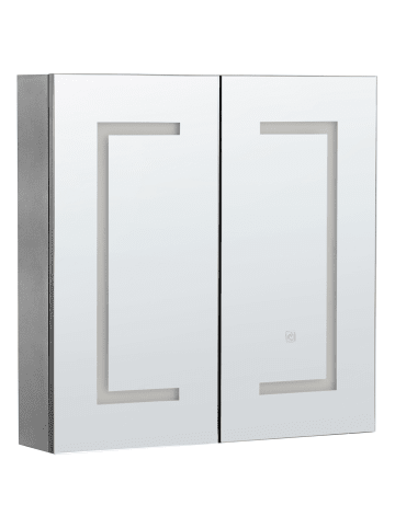 Beliani Bad-Spiegelschrank MAZARREDO in Schwarz/Silber - (W) 60 x (H) 60 x (L) 12 cm