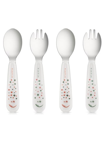 MiaMia Esslern Besteck-Set 4-teilig mit ergonomsichen Griffen in weiss,bunt