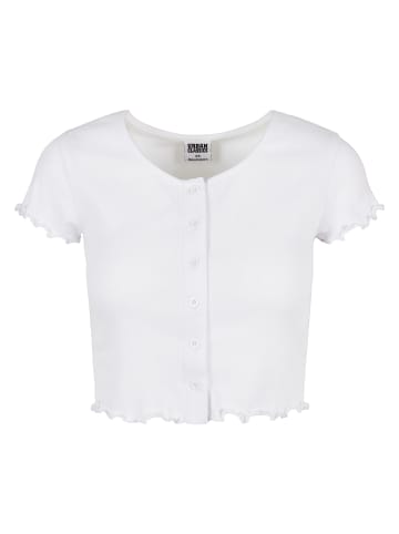 Urban Classics Urban Classics Damen Ladies Cropped Button Up Rib Tee in white