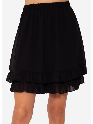 SASSYCLASSY Kurzer Volant-Rock mit floralem Print in schwarz