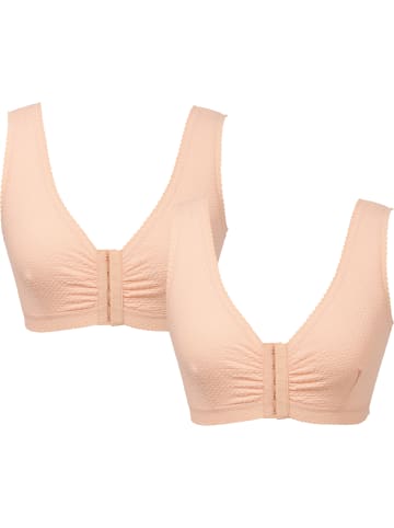 MedoVital Baumwolle Vorderverschluss-BH ohne Bügel 2er-Pack in haut