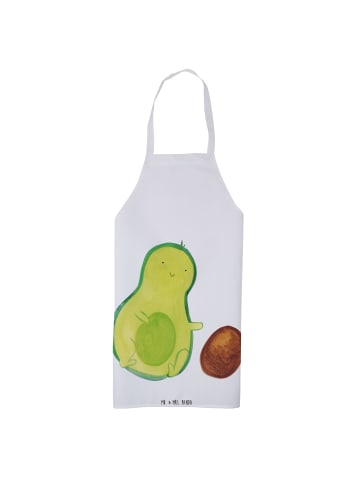 Mr. & Mrs. Panda Küchenschürze Avocado Kern rollt ohne Spruch in Weiß