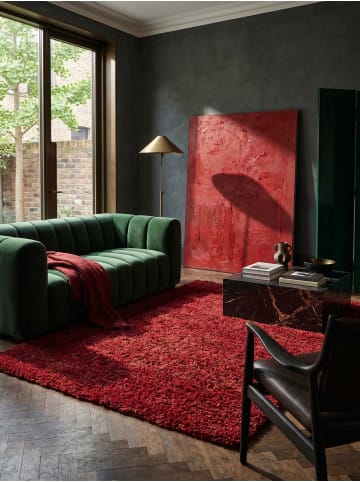 KADIMA DESIGN Teppich Hochflor Shaggy Waschbar Einfarbig RHEIN Strapazierfähig in Rot