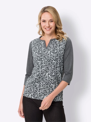 Sieh an! 3/4-Arm-Shirt in anthrazit-meliert-schwarz-bedruckt