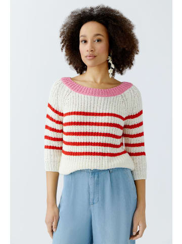 Oui Pullover in white red