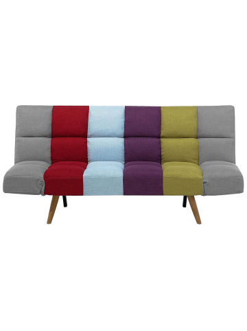 Beliani 3-Sitzer Sofa INGARO in Bunt/Heller Holzfarbton/Blau