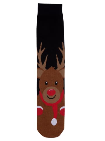 United Labels 2er Pack Rentier Winter Socken Weihnachtssocken Sneaker Strümpfe in schwarz
