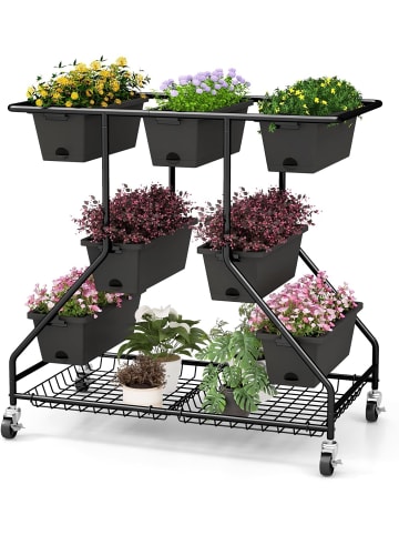 COSTWAY Blumenständer mit Blumenkästen 100 x 56 x 99 cm in Schwarz