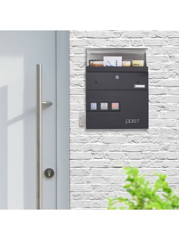 Briefkasten in Schwarz - (B)37 x (H)37 x (T)11 cm