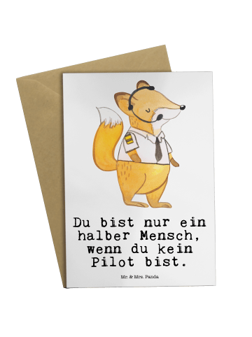 Mr. & Mrs. Panda Grußkarte Pilot Herz mit Spruch in Weiß