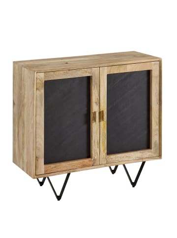 KADIMA DESIGN Sideboard Kommode | Mango/Stein, 80x75x35cm, 2 Türen, Massiv