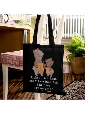 Mr. & Mrs. Panda Tote Bag Erzieherin Multitasking mit Spruch in Schwarz
