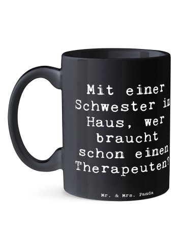 Mr. & Mrs. Panda Tasse Schwester Glück mit Spruch in Schwarz