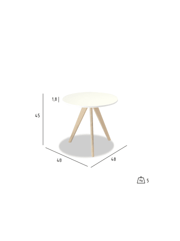 ebuy24 Wohnzimmertisch Livie Weiß 48 x 48 cm