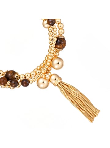 Lulu & Jane Armband aus Metall-Legierung mit Naturstein in gelbgold