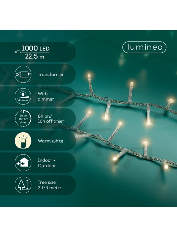 LUMINEO Lichterkette COMPACT 1000 LED 22,5 m, transparentes Kabel in warm weiß