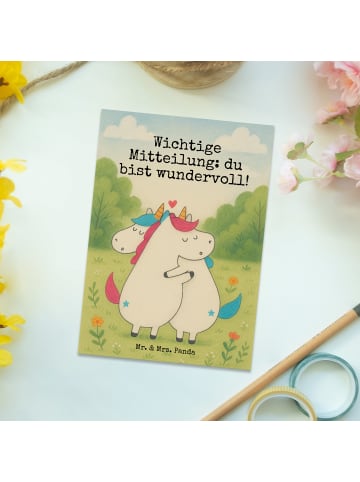 Mr. & Mrs. Panda Postkarte Einhorn Mitteilung Design mit Spruch in Weiß