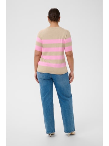 KAFFE curve Strickpullover KClizzy Regular fit in Feather Mel/ Pink Wide Stripe