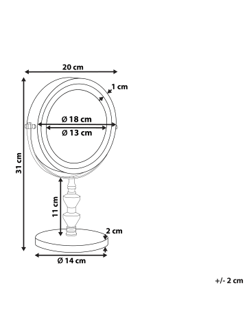 Beliani Kosmetikspiegel LAON in Silber - (W) 20 x (H) 31 x (L) 14 cm