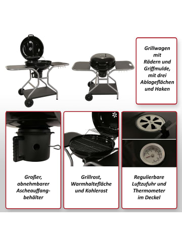 MCW Grillwagen N16 mit Deckel drei Ablagen, Standard