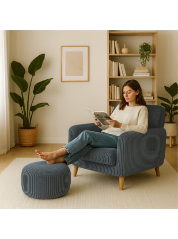 relaxdays Pouf in Dunkelgrau - (H)35 x Ø 50 cm
