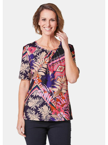 GOLDNER Kurzgröße:  Stretchbequemes Shirt mit extravagantem Druck in pink / gemustert
