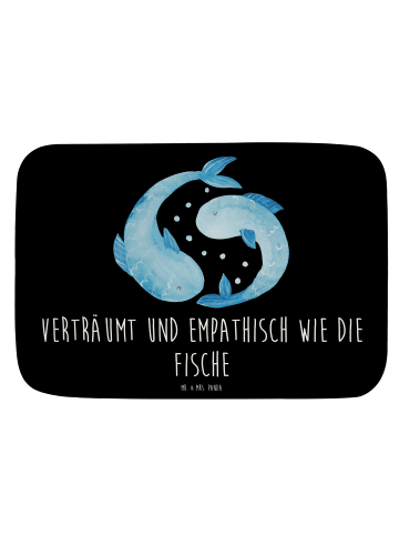 Mr. & Mrs. Panda Badteppich Sternzeichen Fische mit Spruch in Schwarz