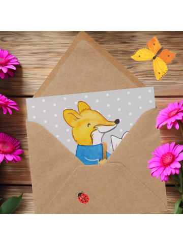 Mr. & Mrs. Panda Deluxe Karte Bauzeichner Herz ohne Spruch in Grau Pastell