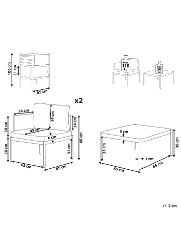 Beliani Lounge Set TERRACINA in Grün/Weiß