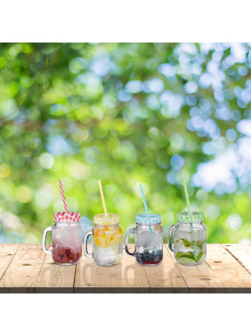 relaxdays 4 x Trinkglas in Transparent/ Bunt - 500 ml