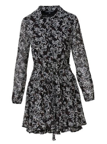 KOROSHI Kurzes Mini-Hemdkleid mit langen Ärmeln in SCHWARZ