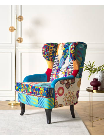 Beliani Sessel MOLDE in Bunt/Blau/Beige - (W) 70 x (H) 100 x (L) 80 cm