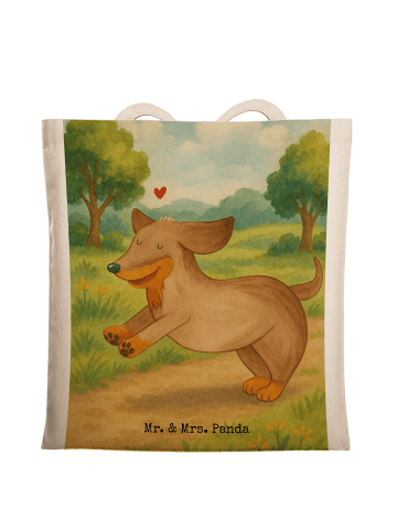 Mr. & Mrs. Panda Jutebeutel Hund Dackel Design ohne Spruch in Weiß