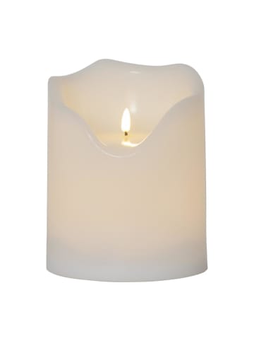 STAR Trading XXL Kerze Kunststoff flackernd H: 20cm für Außen in weiß